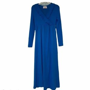 Vintage Hubba Hubba 1970’s Maxi Dress Royal Blue Sz Small